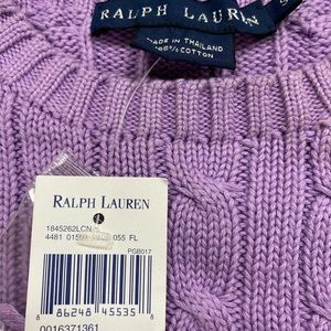 Ralph Lauren Cable Sweater, 100% Cotton, Size-Small, Purple
